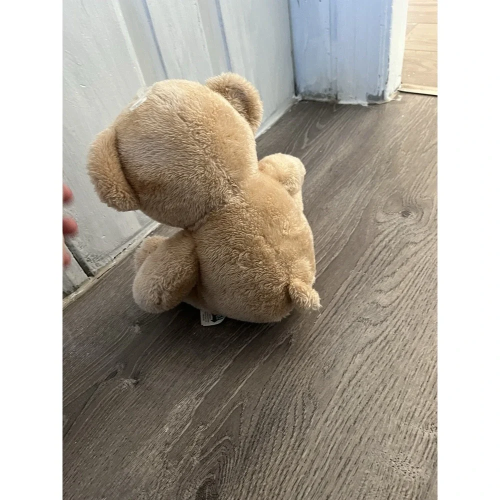 Classic Teddy Bear Plush Beige with Red Plaid Bow Soft Toy